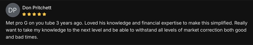 Five-star review from Don Pritchett: loved his knowledge and financial expertise to make this simplified